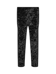 PixieGirl Petite Black Crushed Velour Wide Leg Trousers - Image 5 of 5