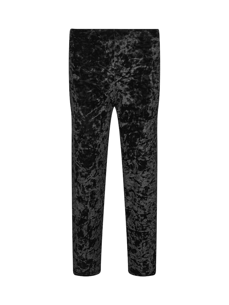 PixieGirl Petite Black Crushed Velour Wide Leg Trousers - Image 5 of 5 PixieGirl Petite Black Crushed Velour Wide Leg Trousers - Image 5 of 5
