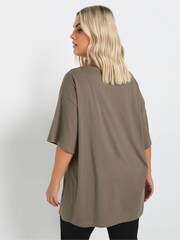 Yours Curve מארז 2 חולצות טי בייסיק בגזרה ארוכה, %100 כותנה - תמונה 4 מתוך 8