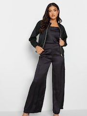 PixieGirl Petite Black Satin Bomber Jacket - Image 2 of 5