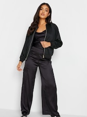 PixieGirl Petite Black Satin Bomber Jacket - Image 3 of 5
