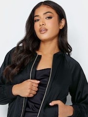 PixieGirl Petite Black Satin Bomber Jacket - Image 5 of 5