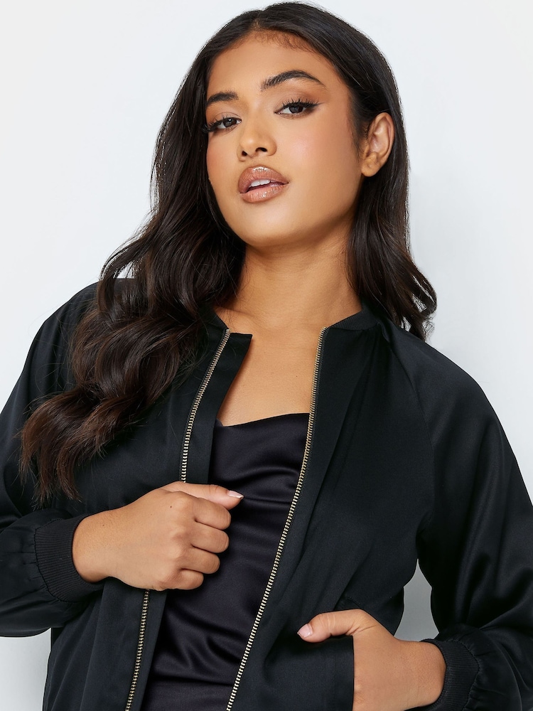 PixieGirl Petite Black Satin Bomber Jacket - Image 5 of 5 PixieGirl Petite Black Satin Bomber Jacket - Image 5 of 5