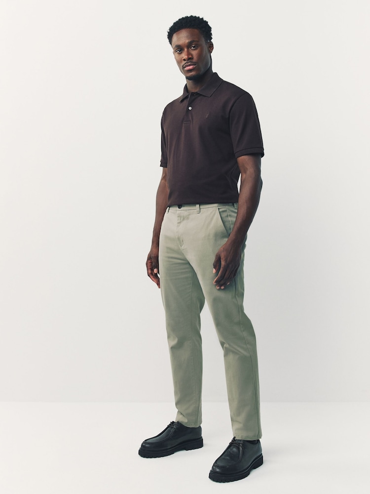 Sage Green Slim Fit Stretch Chinos Trousers - Image 2 of 10 Sage Green Slim Fit Stretch Chinos Trousers - Image 2 of 10