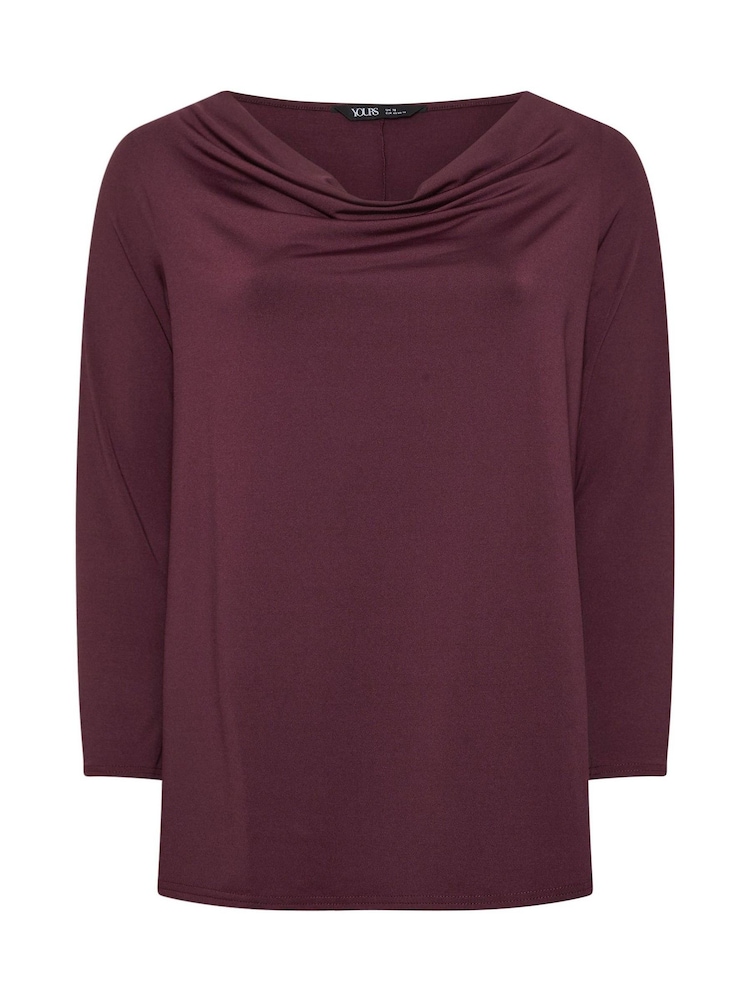 Yours Curve Purple Long Sleeve Cowl Neck Top - Image 5 of 5