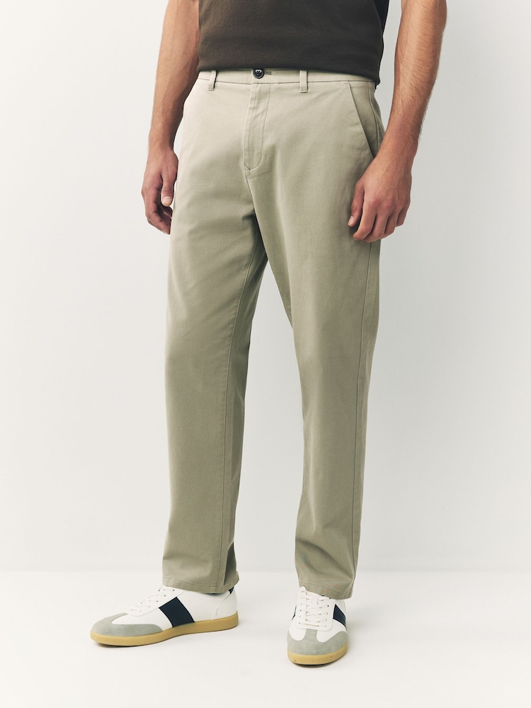 Sage Green Straight Fit Stretch Chinos Trousers - Image 1 of 11 Sage Green Straight Fit Stretch Chinos Trousers - Image 1 of 11