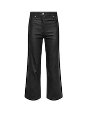 PixieGirl Petite Black PU Coated Wide Leg Trousers - Image 5 of 5