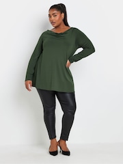 Yours Curve Green Long Sleeve Cowl Neck Top - Image 2 of 4