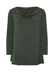 Yours Curve Green Long Sleeve Cowl Neck Top - Image 4 of 4
