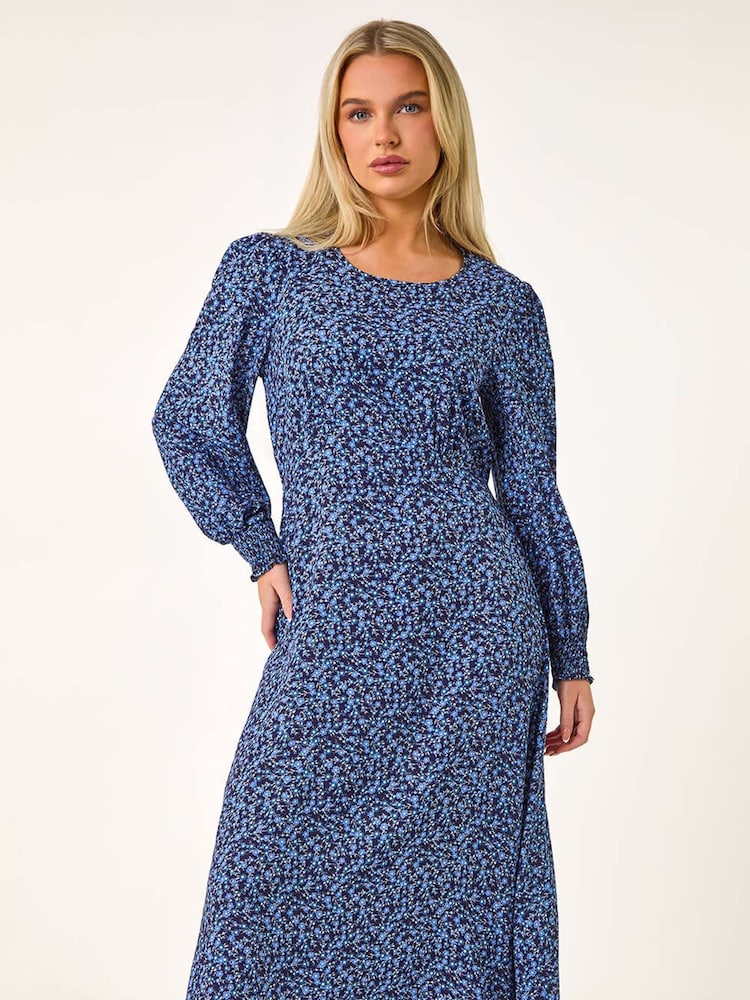 Vestido Midi Roman Petite Print com punho franzido - Imagem 2 de 5