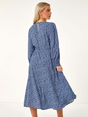 Vestido Midi Roman Petite Print com punho franzido - Imagem 3 de 5