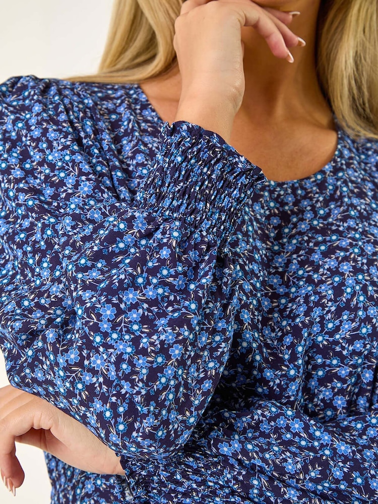 Vestido Midi Roman Petite Print com punho franzido - Imagem 5 de 5