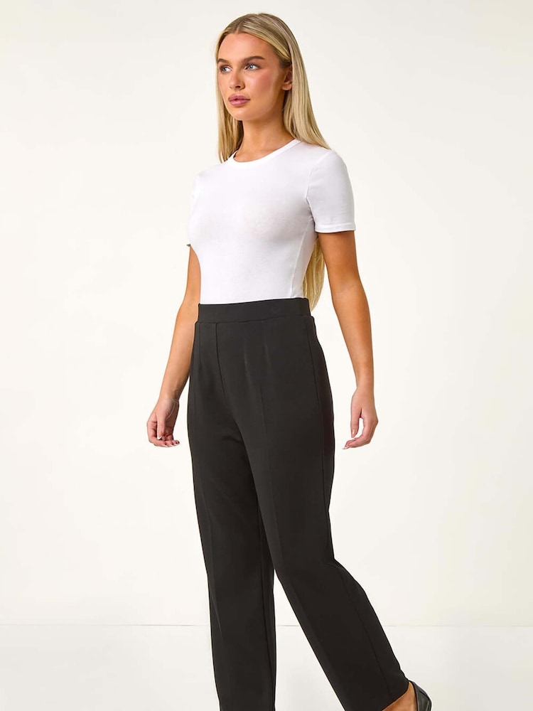 Roman Black Petite Straight Leg Ponte Stretch Trousers - Image 2 of 5