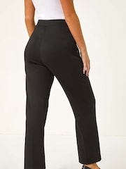 Roman Black Petite Straight Leg Ponte Stretch Trousers - Image 3 of 5