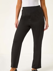 Roman Black Petite Straight Leg Ponte Stretch Trousers - Image 4 of 5