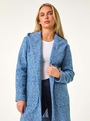 Roman Blue Petite Hooded Edge to Edge Coatigan - Image 1 of 5