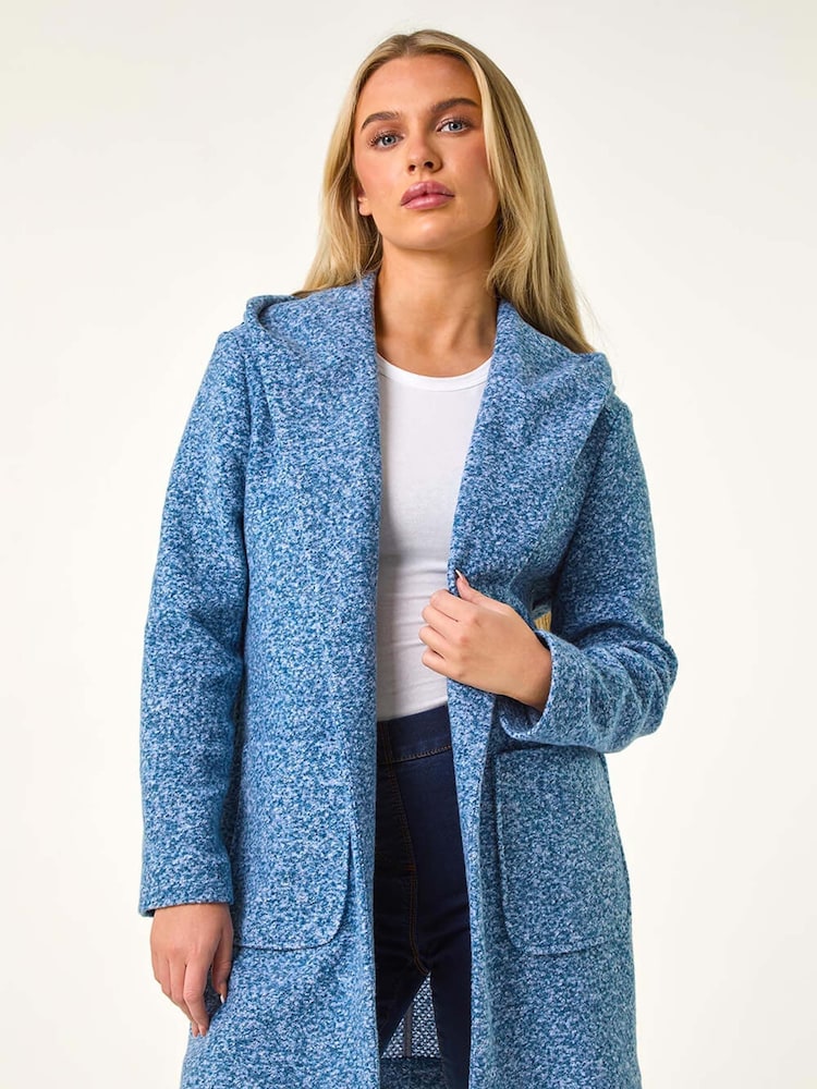 Roman Blue Petite Hooded Edge to Edge Coatigan - Image 1 of 5