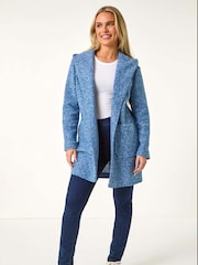 Roman Blue Petite Hooded Edge to Edge Coatigan - Image 2 of 5