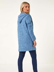 Roman Blue Petite Hooded Edge to Edge Coatigan - Image 3 of 5
