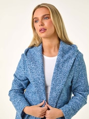 Roman Blue Petite Hooded Edge to Edge Coatigan - Image 4 of 5