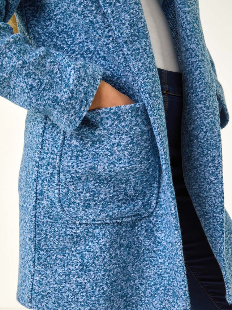 Roman Blue Petite Hooded Edge to Edge Coatigan - Image 5 of 5