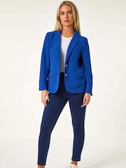Roman Blue Petite Textured Stretch Blazer - Image 2 of 5
