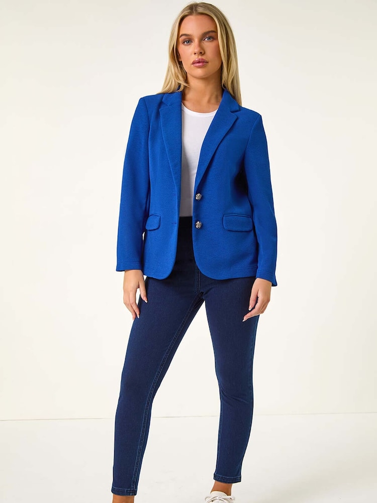 Roman Blue Petite Textured Stretch Blazer - Image 2 of 5