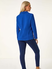 Roman Blue Petite Textured Stretch Blazer - Image 3 of 5