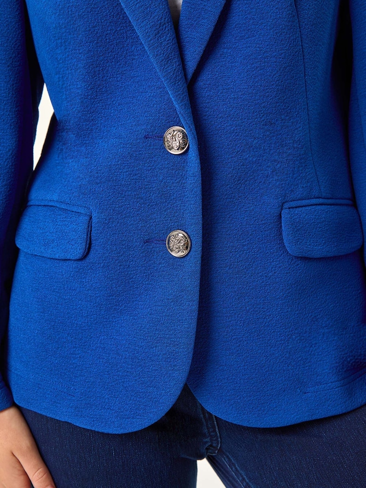 Roman Blue Petite Textured Stretch Blazer - Image 5 of 5