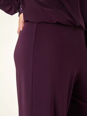 Roman Purple Petite Elastic Waist Wide Leg Stretch Trousers - Image 5 of 5