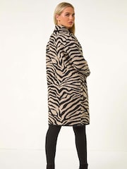Roman Black Petite Animal Print Knit Coatigan - Image 3 of 5