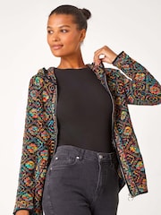 Roman Black Zip Front Hooded Cardigan - Image 3 of 4