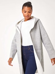 Roman Grey Longline Hooded Stretch Coat - Image 4 of 5