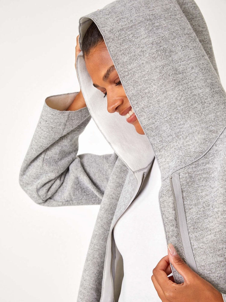 Roman Grey Longline Hooded Stretch Coat - Image 5 of 5
