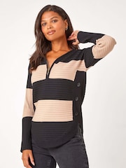 Roman Natural Cotton Blend Stripe Knit Jumper - Image 1 of 5
