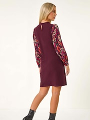 Roman Red Petite 2 in 1 Contrast Print Shift Dress - Image 3 of 5