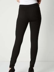 Roman Black Straight Leg Zip Detail Ponte Trousers - Image 2 of 3