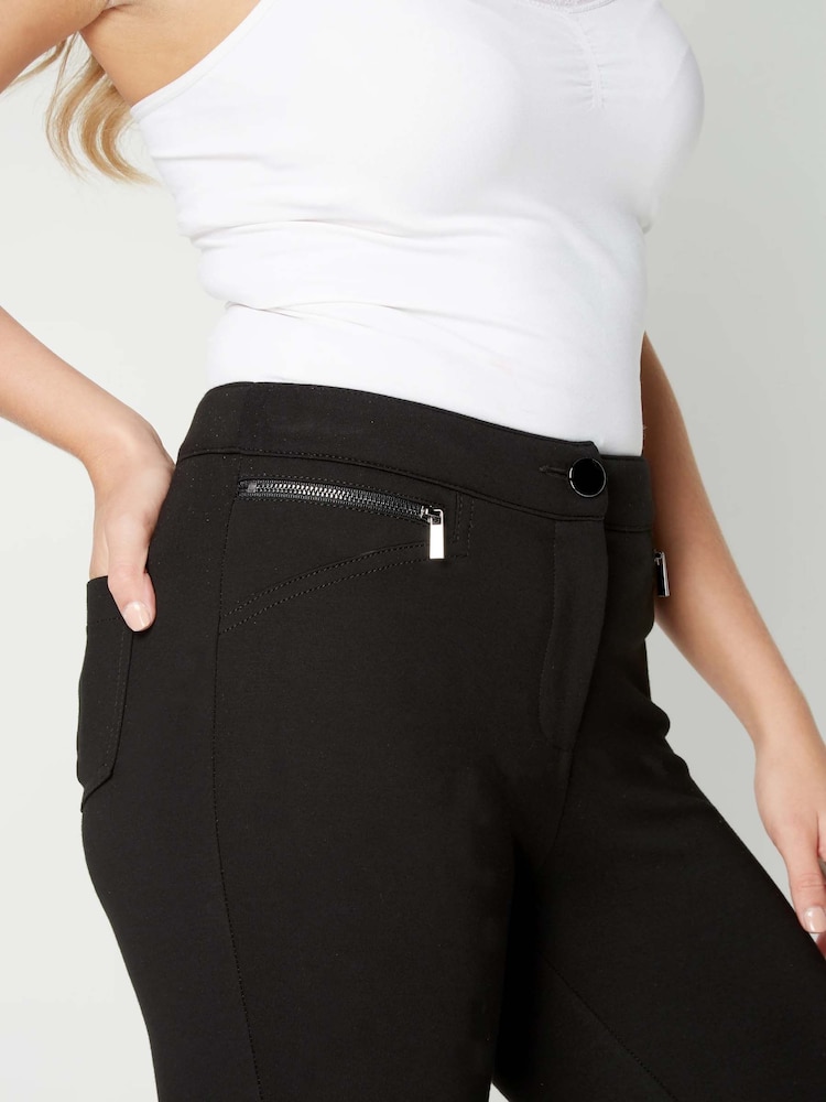 Roman Black Straight Leg Zip Detail Ponte Trousers - Image 3 of 3