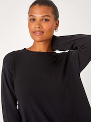 Roman Black Buttoned Side Hanky Hem Jumper - Image 4 of 5