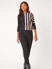 Roman Black Contrast Stripe Print Knit Jumper - Image 4 of 5