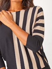 Roman Black Contrast Stripe Print Knit Jumper - Image 5 of 5