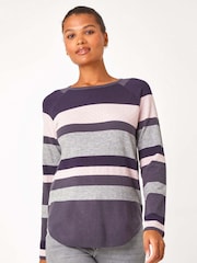 Roman Blue Colour Block Ribbed Jumper - Image 2 of 5