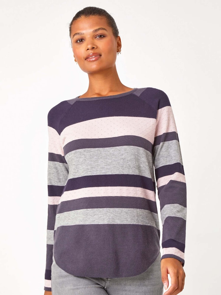 Roman Blue Colour Block Ribbed Jumper - Image 2 of 5