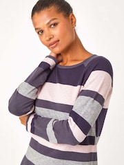 Roman Blue Colour Block Ribbed Jumper - Image 4 of 5