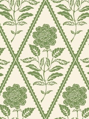 Joules Cream & Green Juliette Floral Print 10M Wallpaper - Image 2 of 4