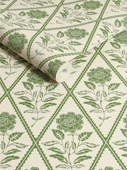Joules Cream & Green Juliette Floral Print 10M Wallpaper - Image 3 of 4