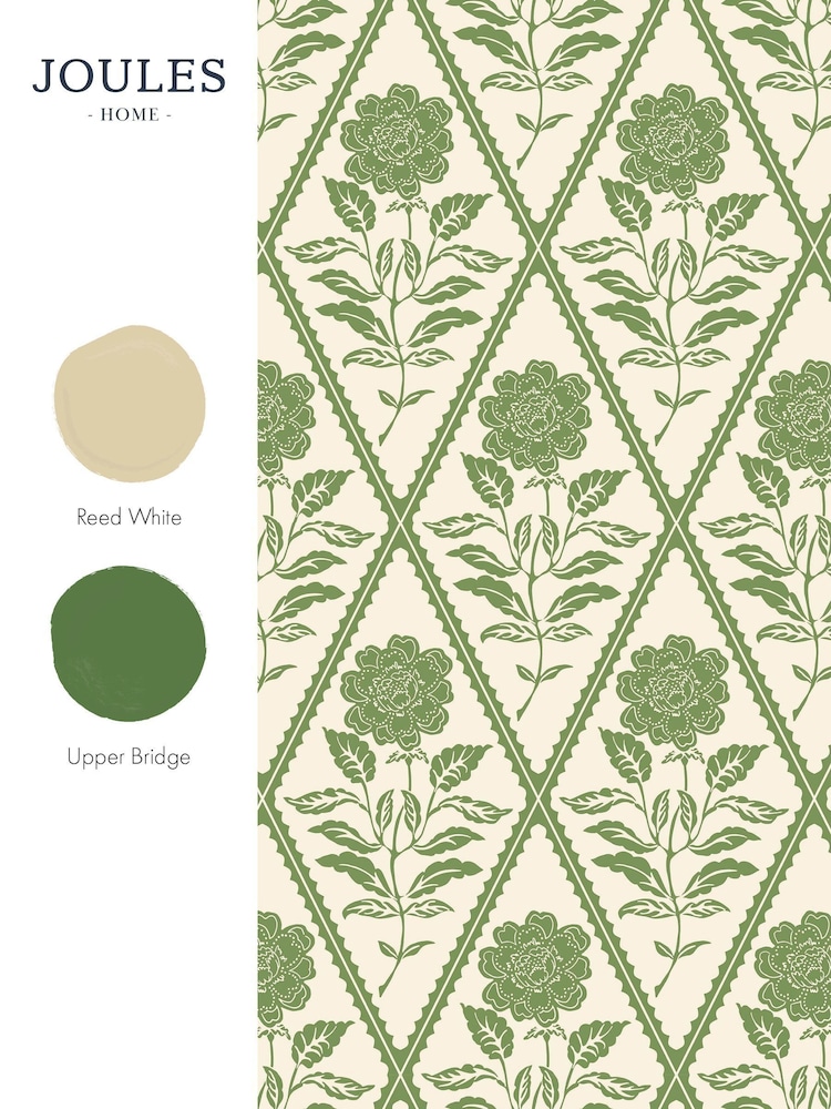 Joules Cream & Green Juliette Floral Print 10M Wallpaper - Image 4 of 4