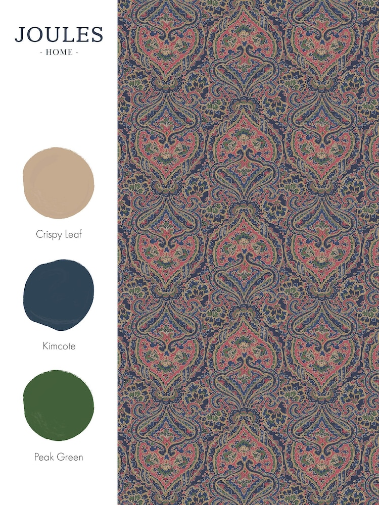 Joules Navy/Multi Opulent Paisley Print 10M Wallpaper - Image 4 of 4