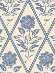 Joules Cream/Blue Juliette Floral Print 10M Wallpaper - Image 2 of 4