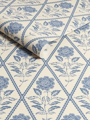 Joules Cream/Blue Juliette Floral Print 10M Wallpaper - Image 3 of 4